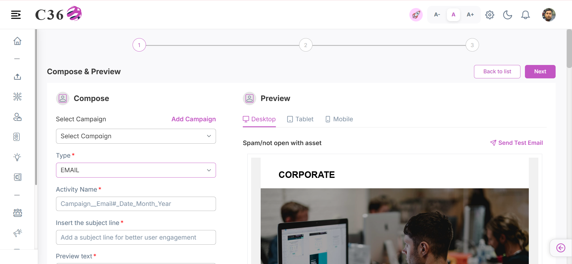 Email Configuration Page